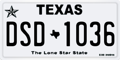 TX license plate DSD1036