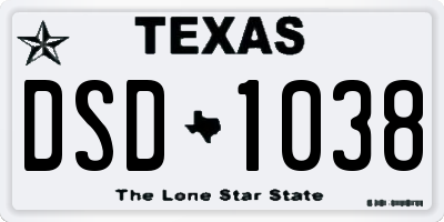 TX license plate DSD1038