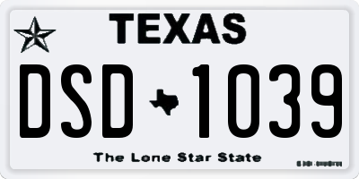 TX license plate DSD1039
