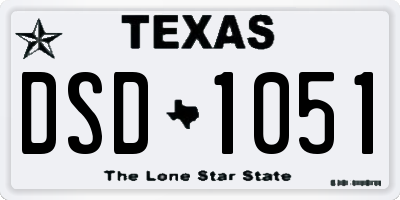 TX license plate DSD1051