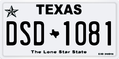 TX license plate DSD1081