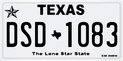 TX license plate DSD1083