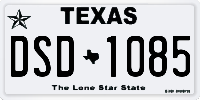 TX license plate DSD1085