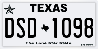 TX license plate DSD1098