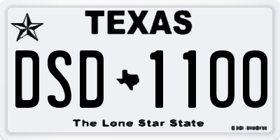TX license plate DSD1100