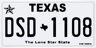 TX license plate DSD1108