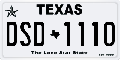 TX license plate DSD1110
