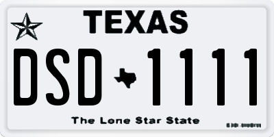TX license plate DSD1111