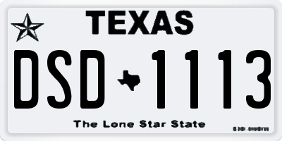 TX license plate DSD1113