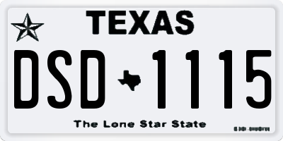 TX license plate DSD1115