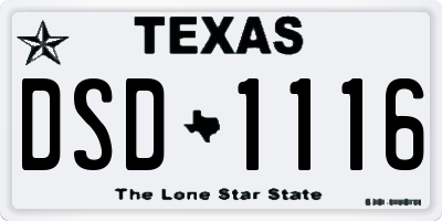 TX license plate DSD1116