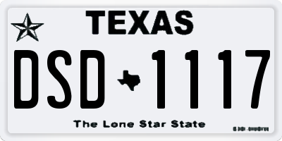 TX license plate DSD1117