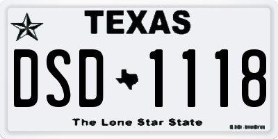 TX license plate DSD1118