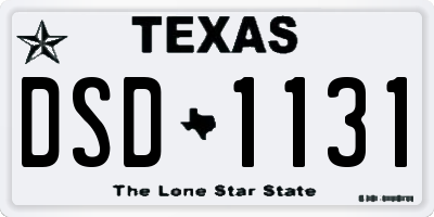 TX license plate DSD1131