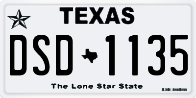 TX license plate DSD1135