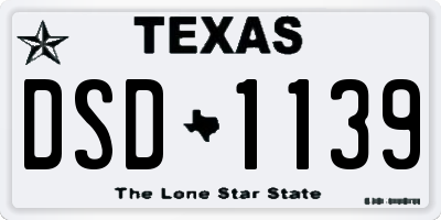 TX license plate DSD1139