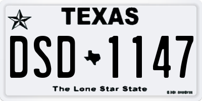 TX license plate DSD1147