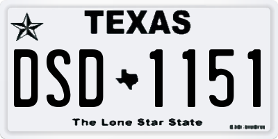 TX license plate DSD1151