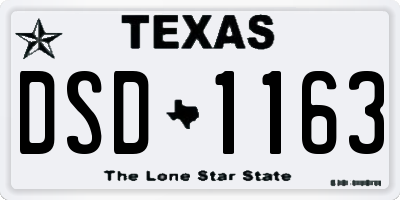 TX license plate DSD1163