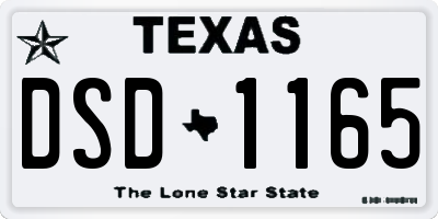 TX license plate DSD1165