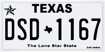 TX license plate DSD1167
