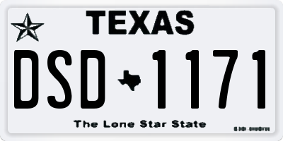 TX license plate DSD1171