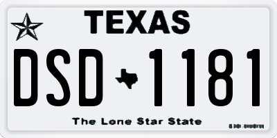 TX license plate DSD1181