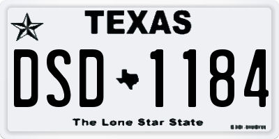 TX license plate DSD1184