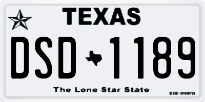 TX license plate DSD1189