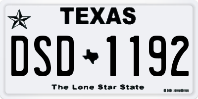 TX license plate DSD1192