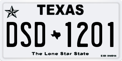 TX license plate DSD1201
