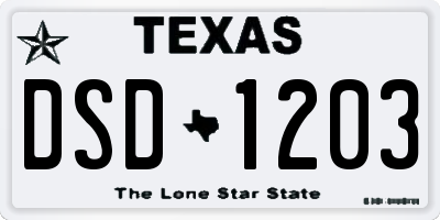 TX license plate DSD1203