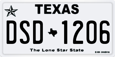 TX license plate DSD1206
