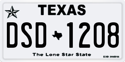 TX license plate DSD1208
