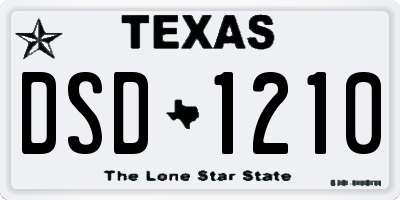 TX license plate DSD1210