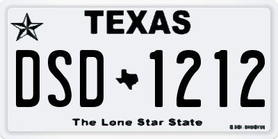 TX license plate DSD1212