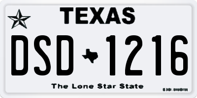 TX license plate DSD1216