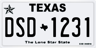 TX license plate DSD1231