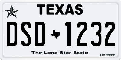 TX license plate DSD1232