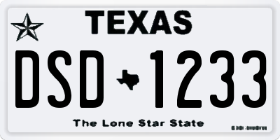 TX license plate DSD1233