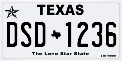 TX license plate DSD1236