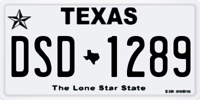 TX license plate DSD1289