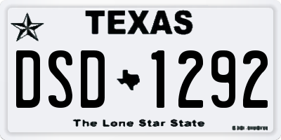 TX license plate DSD1292