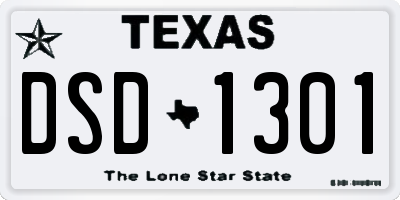 TX license plate DSD1301