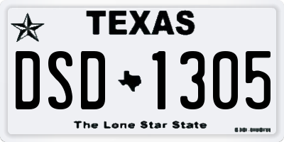 TX license plate DSD1305