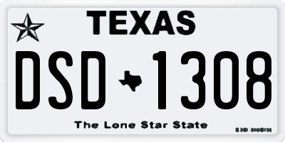 TX license plate DSD1308