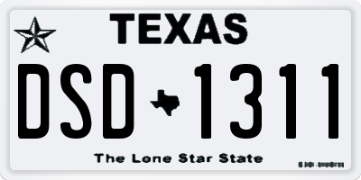 TX license plate DSD1311