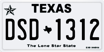 TX license plate DSD1312