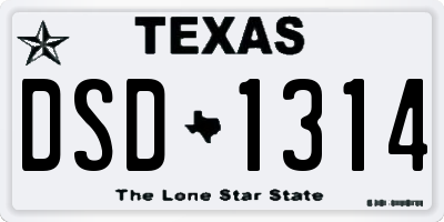 TX license plate DSD1314