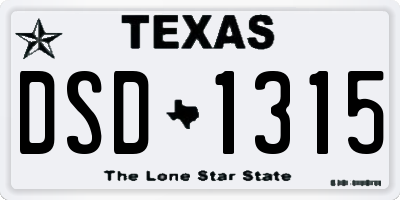 TX license plate DSD1315